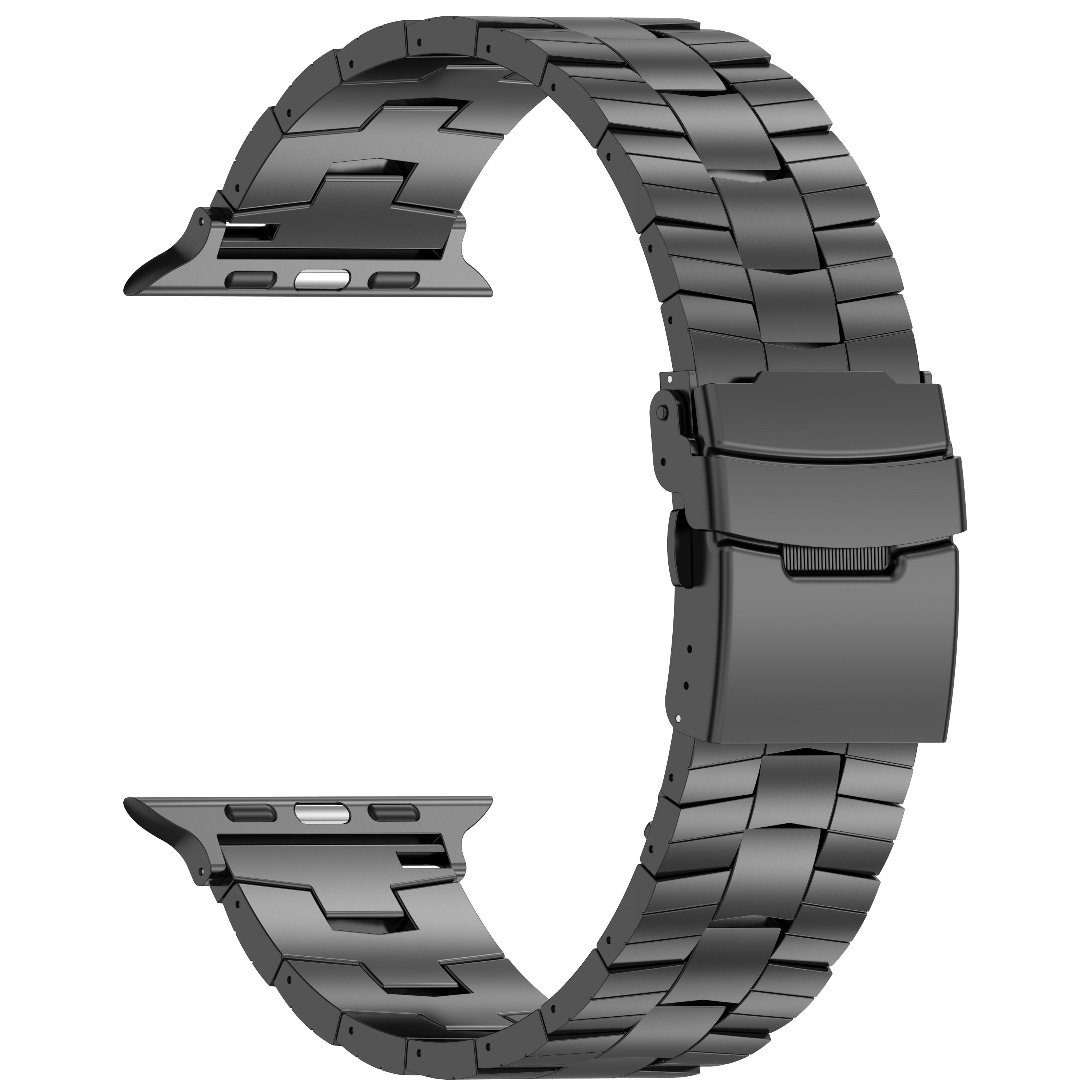 For Apple Watch Ultra 2 Ultra 49mm / Series 9 8 7 45mm / SE (2023) SE (2022) SE 6 5 4 44mm / 3 2 1 42mm Metal Watchband Strap - Black For Apple Watch Ultra 2 Ultra 49mm / Series 9 8 7 45mm / SE (2023) SE (2022) SE 6 5 4 44mm / 3 2 1 42mm Metal Watchband Strap - Black